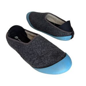 Mahabis Winter Wool Slipper Shoes Euro 40 Gray w Blue Removable Soles 9 9.5 10